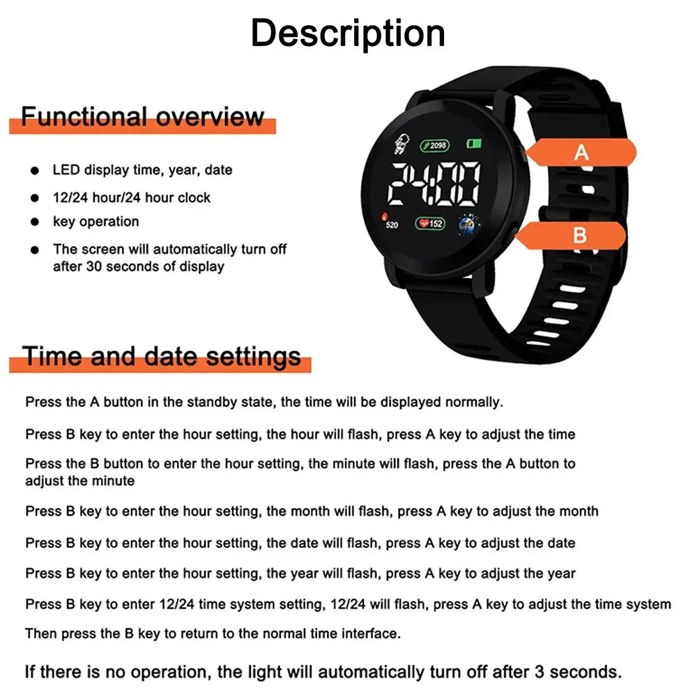 LED Digital Couple Watches for Men Women - Sports Army Military Silicone Electronic Clock Reloj Hodinky - Buzzastore