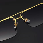 Luxury Frameless Glasses with Imitation Wood Grain Temples for Men and Women Versatile and Comfortable Fashion Eyewear - Buzzastore