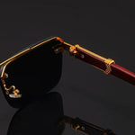 Luxury Frameless Glasses with Imitation Wood Grain Temples for Men and Women Versatile and Comfortable Fashion Eyewear - Buzzastore