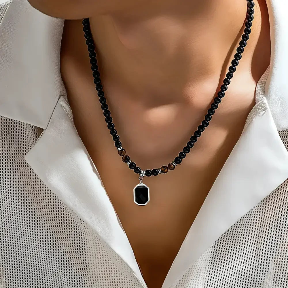 Mens Geometric Pendant Necklace in Stainless Steel by PuRui - Buzzastore