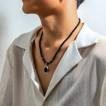 Mens Geometric Pendant Necklace in Stainless Steel by PuRui - Buzzastore