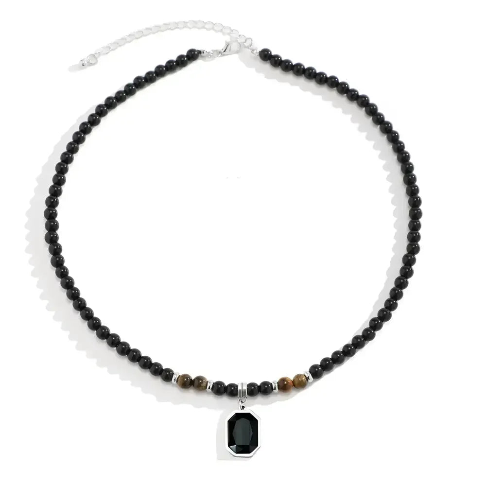 Mens Geometric Pendant Necklace in Stainless Steel by PuRui - Buzzastore