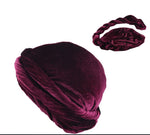 Satin-Lined Mens Turban Hat Stretchy Velvet Headwrap Hip Hop Cap for Comfort and Chemo Support - Buzzastore