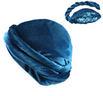 Satin-Lined Mens Turban Hat Stretchy Velvet Headwrap Hip Hop Cap for Comfort and Chemo Support - Buzzastore