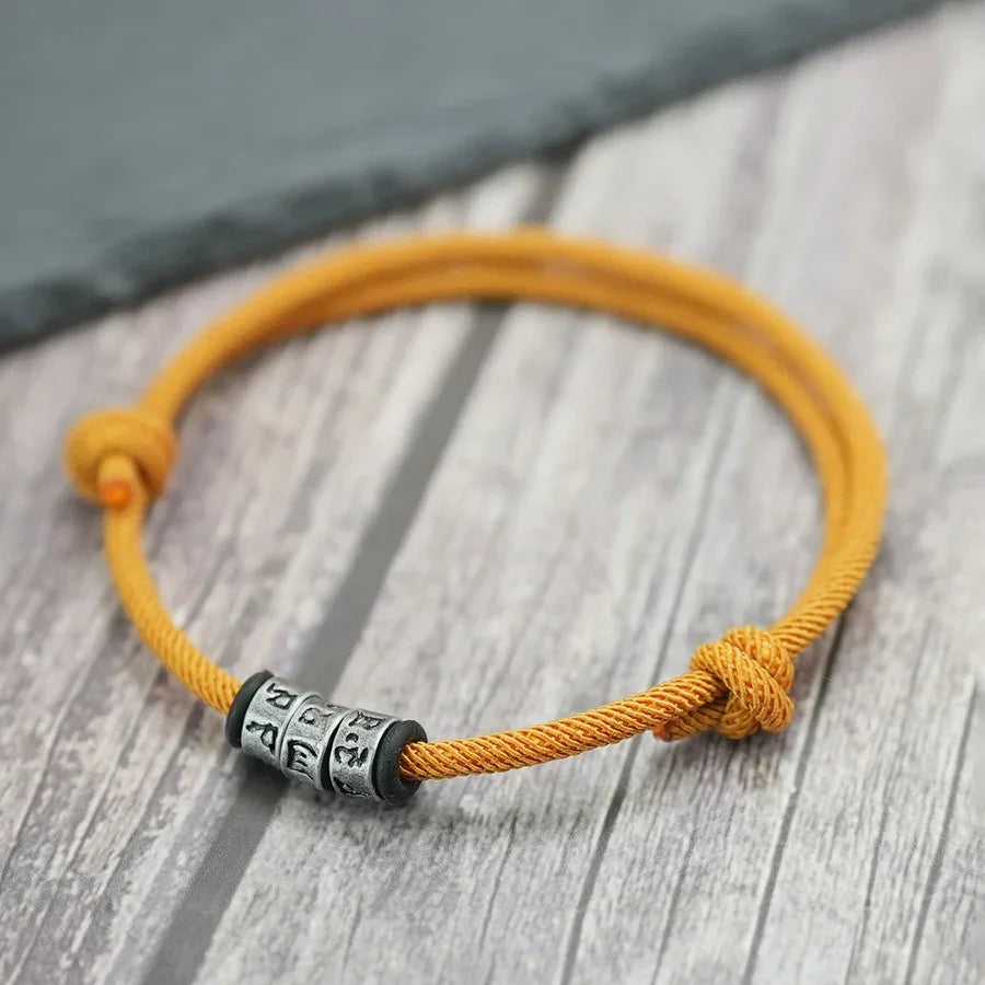 Personalized Braided Rope Bracelet for Men with Mystic Symbol Handmade Adjustable Beaded Casual Accessory - Buzzastore