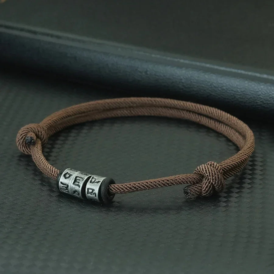 Personalized Braided Rope Bracelet for Men with Mystic Symbol Handmade Adjustable Beaded Casual Accessory - Buzzastore