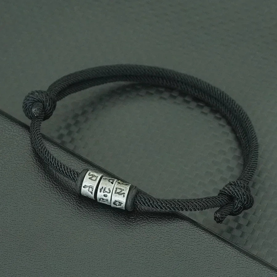 Personalized Braided Rope Bracelet for Men with Mystic Symbol Handmade Adjustable Beaded Casual Accessory - Buzzastore