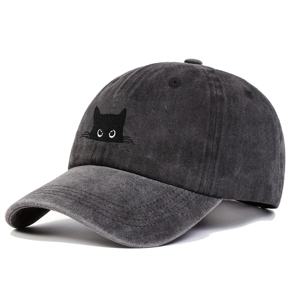 Retro Cat Embroidered Baseball Hat for Men Women - Perfect for Outdoor Sports Leisure Festivals - Buzzastore