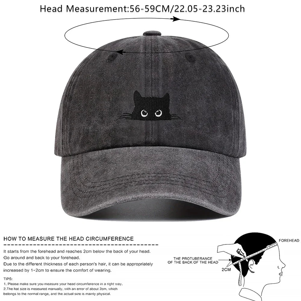 Retro Cat Embroidered Baseball Hat for Men Women - Perfect for Outdoor Sports Leisure Festivals - Buzzastore