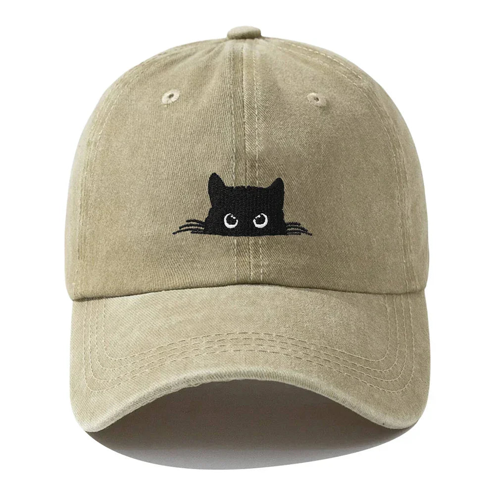 Retro Cat Embroidered Baseball Hat for Men Women - Perfect for Outdoor Sports Leisure Festivals - Buzzastore