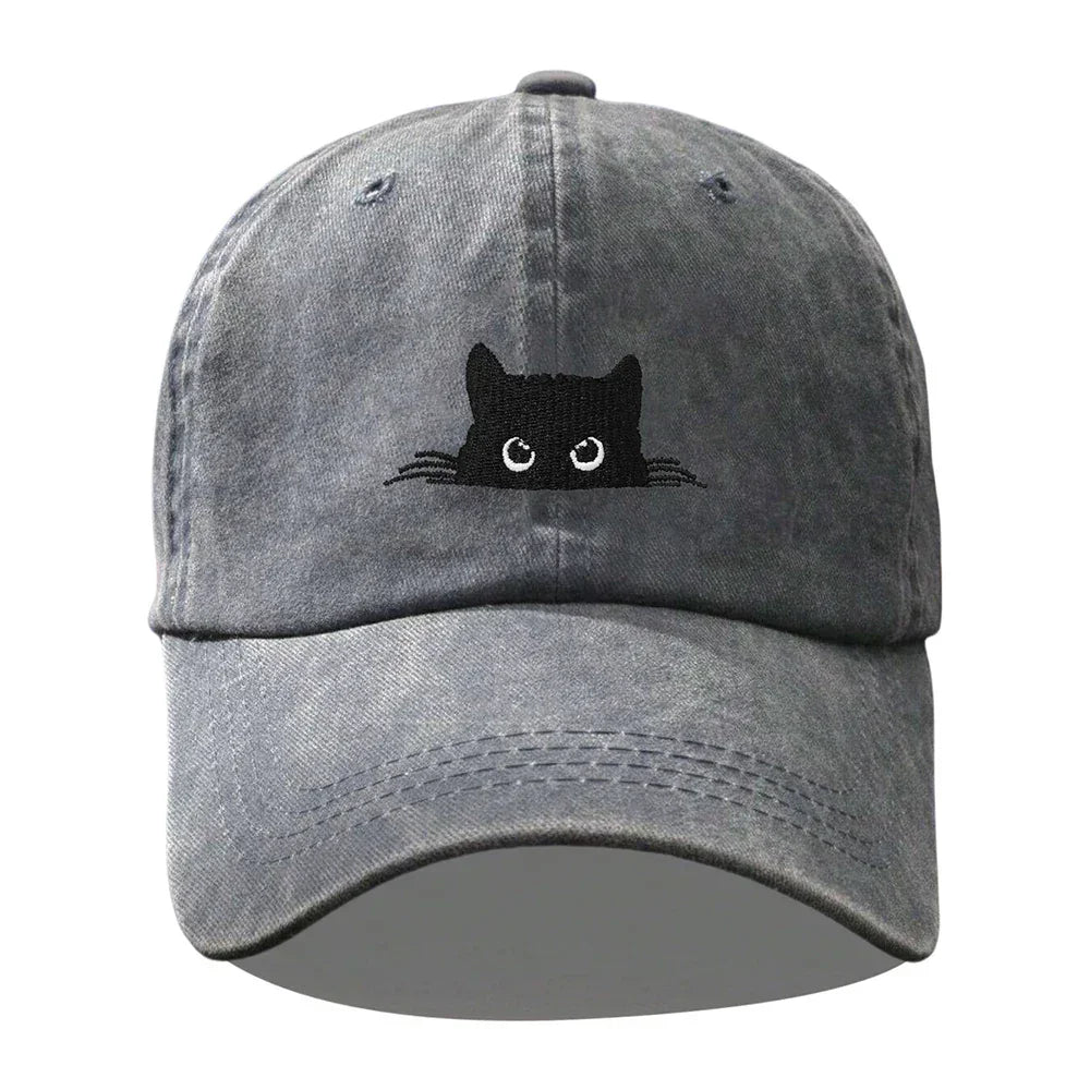 Retro Cat Embroidered Baseball Hat for Men Women - Perfect for Outdoor Sports Leisure Festivals - Buzzastore