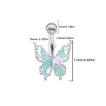 Rose Butterfly Belly Button Ring - Punk Gothic Flower Navel Barbell Jewelry for Women - Buzzastore