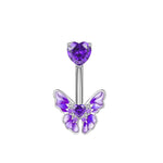Rose Butterfly Belly Button Ring - Punk Gothic Flower Navel Barbell Jewelry for Women - Buzzastore