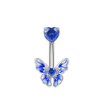 Rose Butterfly Belly Button Ring - Punk Gothic Flower Navel Barbell Jewelry for Women - Buzzastore