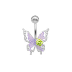 Rose Butterfly Belly Button Ring - Punk Gothic Flower Navel Barbell Jewelry for Women - Buzzastore