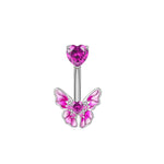Rose Butterfly Belly Button Ring - Punk Gothic Flower Navel Barbell Jewelry for Women - Buzzastore
