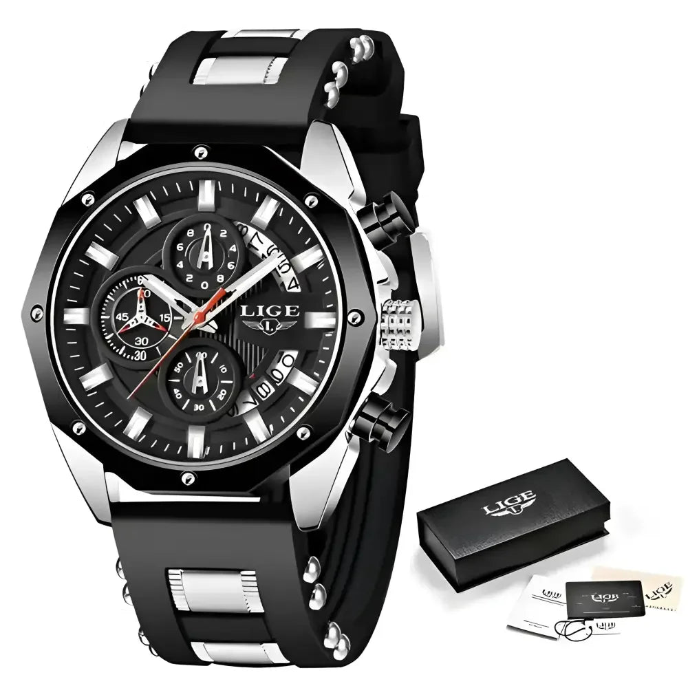 Blue Gold Chronograph Watch - Stylish Jewelry Accessory for Men - Buzzastore