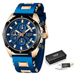 Blue Gold Chronograph Watch - Stylish Jewelry Accessory for Men - Buzzastore