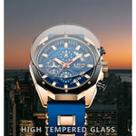Blue Gold Chronograph Watch - Stylish Jewelry Accessory for Men - Buzzastore