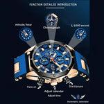 Blue Gold Chronograph Watch - Stylish Jewelry Accessory for Men - Buzzastore