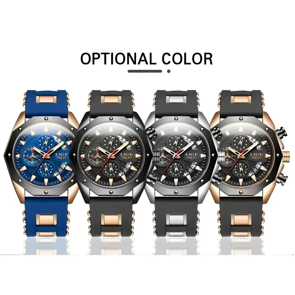 Blue Gold Chronograph Watch - Stylish Jewelry Accessory for Men - Buzzastore
