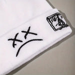 Sad Face Embroidered Beanie - Trendy Graphic Knit Hat for Casual Style - Buzzastore