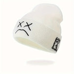 Sad Face Embroidered Beanie - Trendy Graphic Knit Hat for Casual Style - Buzzastore