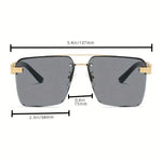 Square Metal Frame Double Bridge Glasses for Men - Stylish Durable - Buzzastore