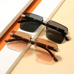 Square Metal Frame Double Bridge Glasses for Men - Stylish Durable - Buzzastore