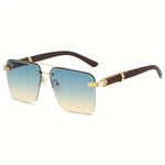 Square Metal Frame Double Bridge Glasses for Men - Stylish Durable - Buzzastore