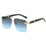Square Metal Frame Double Bridge Glasses for Men - Stylish Durable - Buzzastore