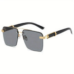 Square Metal Frame Double Bridge Glasses for Men - Stylish Durable - Buzzastore