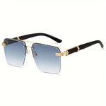 Square Metal Frame Double Bridge Glasses for Men - Stylish Durable - Buzzastore