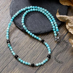 Trendy Blue Beads Pendant Necklace for Men - Stylish Neck Collar Accessory 2024 - Buzzastore