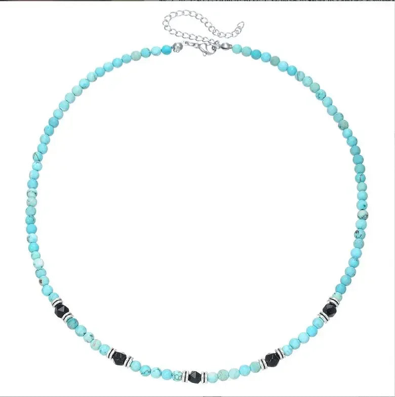 Trendy Blue Beads Pendant Necklace for Men - Stylish Neck Collar Accessory 2024 - Buzzastore