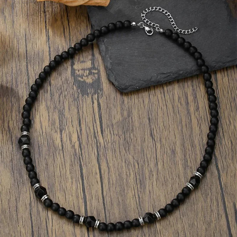 Trendy Blue Beads Pendant Necklace for Men - Stylish Neck Collar Accessory 2024 - Buzzastore