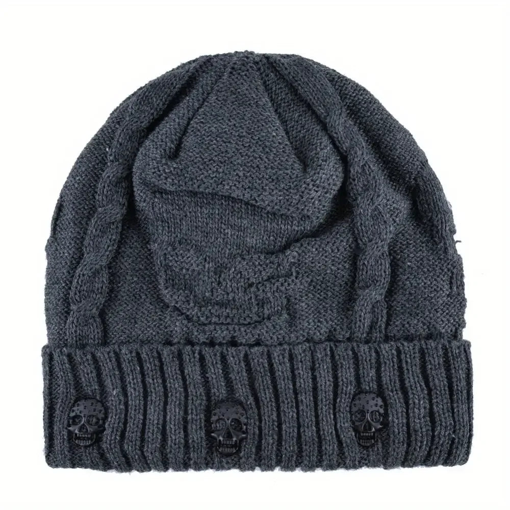Warm Plush Lined Skull Beanie for Ultimate Comfort and Style - Buzzastore