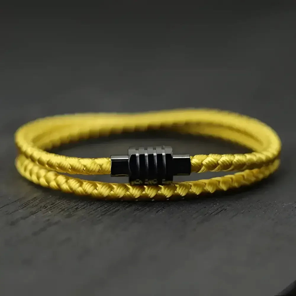 Mens Cotton and Steel Cord Chain Bracelet - Stylish Accessory for Everyday Wear - Buzzastore