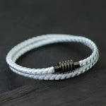 Mens Cotton and Steel Cord Chain Bracelet - Stylish Accessory for Everyday Wear - Buzzastore