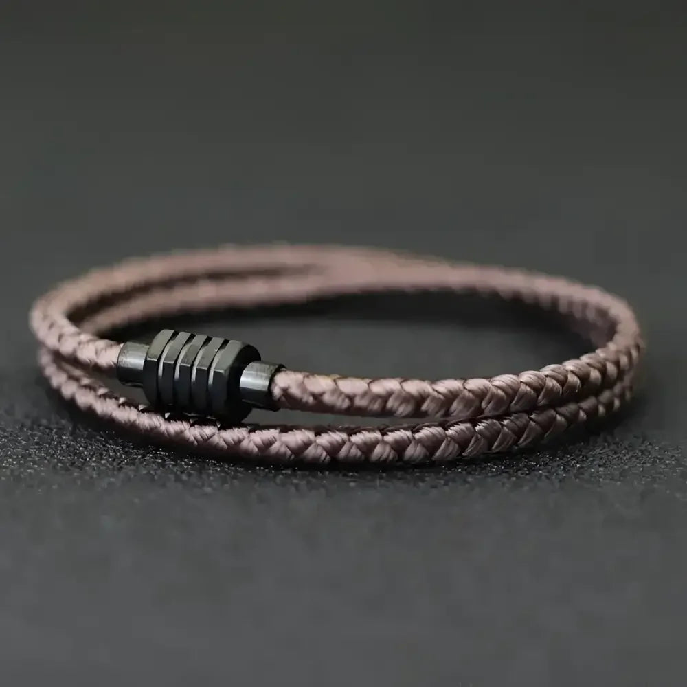 Mens Cotton and Steel Cord Chain Bracelet - Stylish Accessory for Everyday Wear - Buzzastore