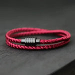 Mens Cotton and Steel Cord Chain Bracelet - Stylish Accessory for Everyday Wear - Buzzastore