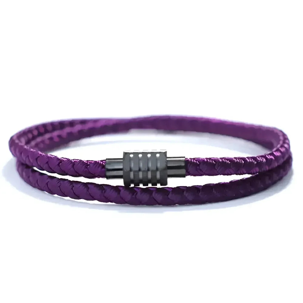 Mens Cotton and Steel Cord Chain Bracelet - Stylish Accessory for Everyday Wear - Buzzastore