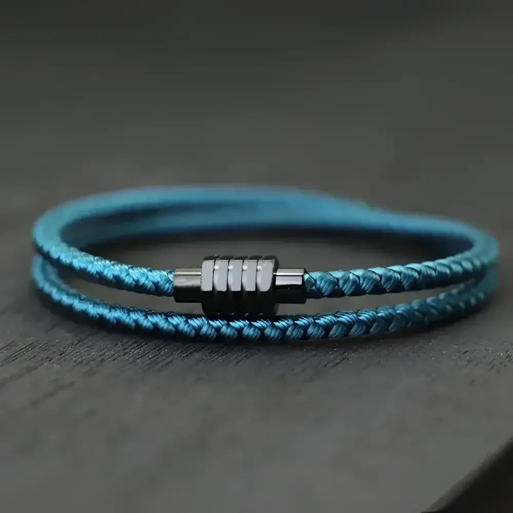 Mens Cotton and Steel Cord Chain Bracelet - Stylish Accessory for Everyday Wear - Buzzastore