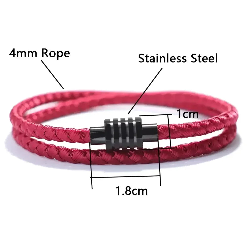 Mens Cotton and Steel Cord Chain Bracelet - Stylish Accessory for Everyday Wear - Buzzastore