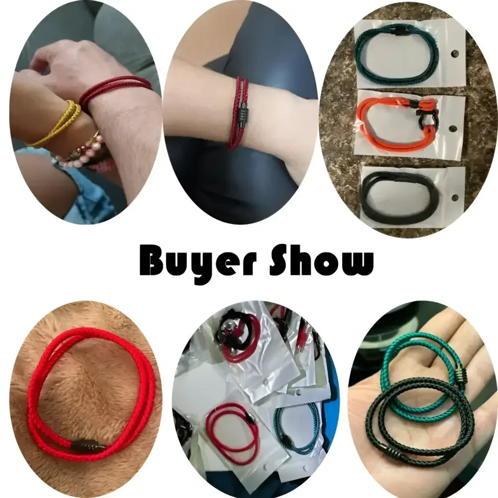 Mens Cotton and Steel Cord Chain Bracelet - Stylish Accessory for Everyday Wear - Buzzastore