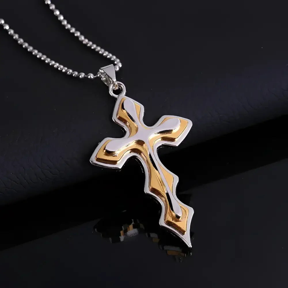 Mens Black Rectangle Pendant Necklace with Steel Chain - Buzzastore