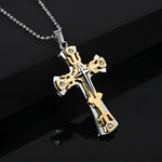 Mens Black Rectangle Pendant Necklace with Steel Chain - Buzzastore