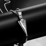 Mens Black Rectangle Pendant Necklace with Steel Chain - Buzzastore