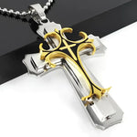 Mens Black Rectangle Pendant Necklace with Steel Chain - Buzzastore