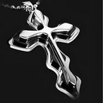 Mens Black Rectangle Pendant Necklace with Steel Chain - Buzzastore